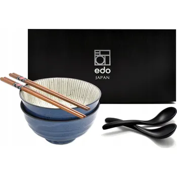 Sada 2 misek s lžícemi a hůlkami - Udon Shima Blue 800 ml BOX