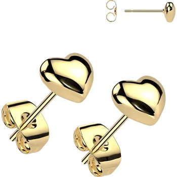 Náušnice Steel Edge Náušnice srdíčka chirurgická ocel SESE4602 Barva: Zlatá