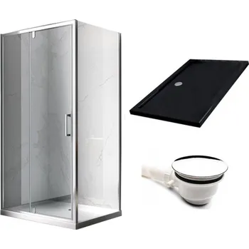 BPS-koupelny Obdélníkový sprchový kout HYD-OK06B 100x80 chrom/transparent + vanička HYD-OSV-ST03A černá