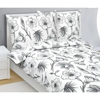 Povlečení BELLATEX Povlečení krep 80/935 ibišek šedý 140 × 200, 70 × 90