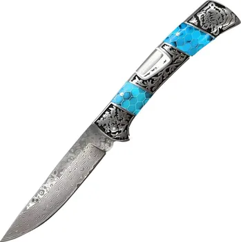 IZMAEL Damaškový outdoorový skládací nůž CO 32804 DB3159 Modrá 10 cm