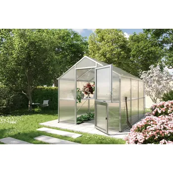 Skleník Zahradní skleník KGT Iris III 3,2 x 2,3 m, šedá hliník