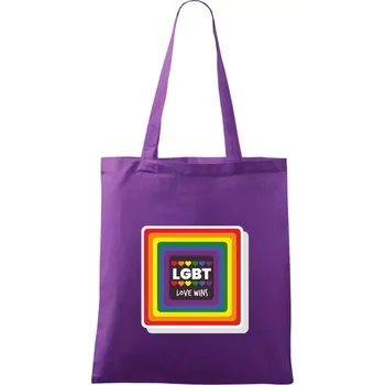Love wins čtverec - Taška bavlněná - 42 x 38 cm ( Fialová )