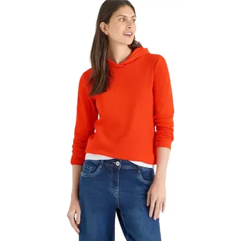 Dámská mikina Dámská mikina s kapucí a tunýlkem Cecil 324662 cherry tomato orange velikost L