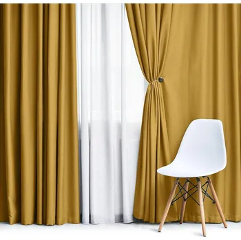 Zatemňovací / termoizolační závěs, blackout jednobarevný UNI OLZ-128 tmavě žlutý, šířka 150cm (látka v metráži)