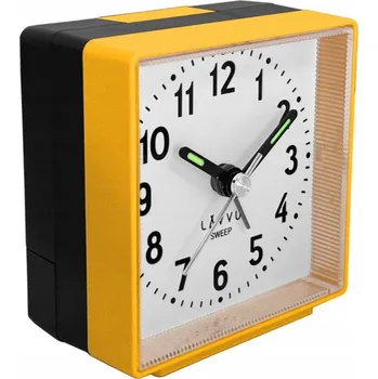 Hodiny KLASICKÝ MALÝ ČTVERCOVÝ ŽLUTÝ BUDÍK LAVVU SWEEP LAS3015 S ALARMEM
