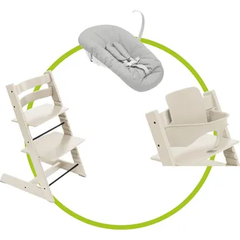Jídelní židlička Akční set STOKKE Tripp Trapp Židlička Vanilla White + Baby set + novorozenecká sada