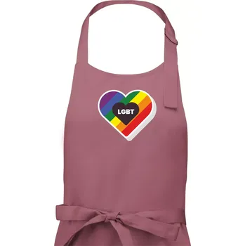 Kuchyňská zástěra LGBT srdce duhové - Pánská zástěra na vaření - Univerzální velikost ( Starorůžová )