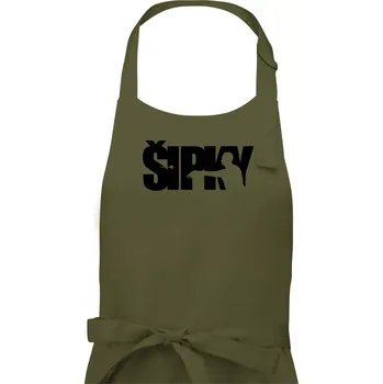 Kuchyňská zástěra Šipky - nápis se šipkařem - Dámská zástěra na vaření - Univerzální velikost ( Khaki )