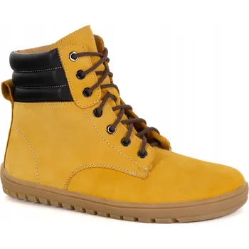 Dámská zimní obuv Dámské kotníkové boty BAREFOOT kožené 1796 POL žlutý nubuk 38
