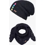DOKE Dětský set Háčkovaná čepice a šál bc black pro děti 12-16