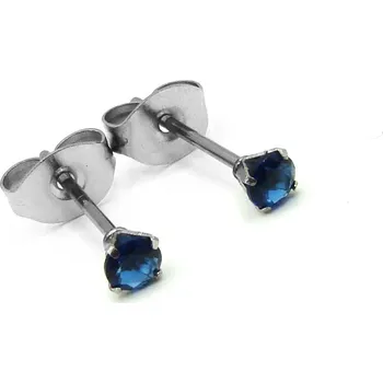 Náušnice RajSperku Náušnice z Chirurgické oceli s kamínkem 0,3 cm tmavě modré NS260105 dárkové balení zdarma