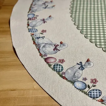 ubrus BYTEMA Gobelínový ubrus kulatý HUSIČKY ZELENÉ KÁRO Ø 160 cm