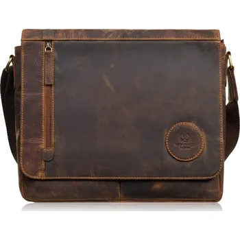 Paolo Peruzzi Pánská vintage kabelka přes rameno z pravé kůže Peruzzi; hnědá