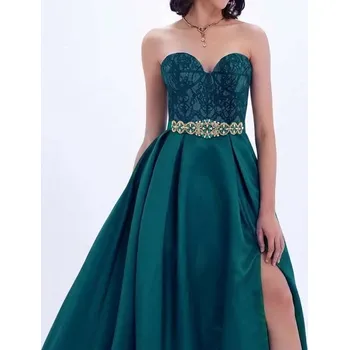 Opasek B-TOP Svatební opasek se zelenými krystaly a perličkami