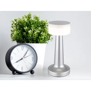 Lampička Nabíjecí stolní LED lampa Angelika, nikl/bílá