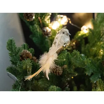 Vánoční dekorace Vánoční ozdoby (2 ks) Oranžový ptáček, 15 cm