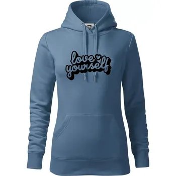 Dámská mikina Love Yourself - Mikina dámská Cape s kapucí - XS ( Denim )