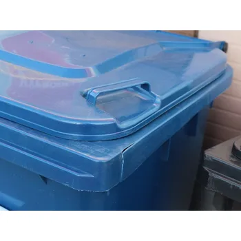 Popelnice Plastová popelnice 240 l, modrá barva, s kolečky - 2. jakost