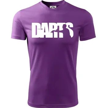 Darts - nápis se šipkařem - Dětské triko sportovní (dresovina) - 122 cm/6 let ( Fialová )