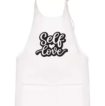Kuchyňská zástěra Self love - Dětská zástěra na vaření - Univerzální velikost ( Bílá )