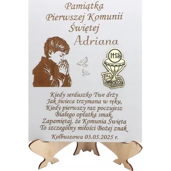 Obraz Bílý obrázek pro chlapce k Svaté Přijímání STOJÍCÍ ZÁVĚSNÝ obrázek s GRAVÍROVÁNÍM