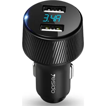 Yesido - Nabíječka do auta (Y31) - 2x USB, LED displej, QC 3.0, 18W, 3A - černá