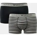 Pánské boxerky 2Pack 111210 4R542 černé/proužek - Emporio Armani