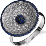 Stříbrný prsten s ozdobou se zirkony a safírem - Meucci SS294R