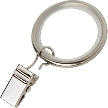 Uchycení záclony a závěsu URBÁNEK Kroužek se žabkou pro tyč pr.19 mm tichý - Nerez