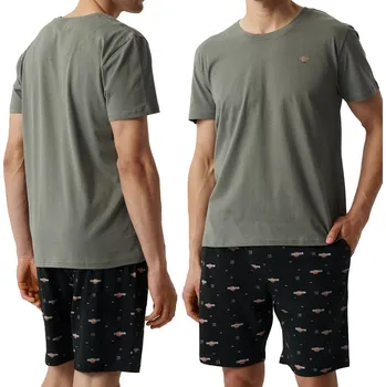 Pánské pyžamo ATLANTIC NMP-384 Pánské pyžamo bavlněné, sada Tričko + kraťasy - L