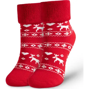 Dámské ponožky Dětské vánoční Ponožky PaMaMi s teplým norským vzorem, červené vel. 33-36