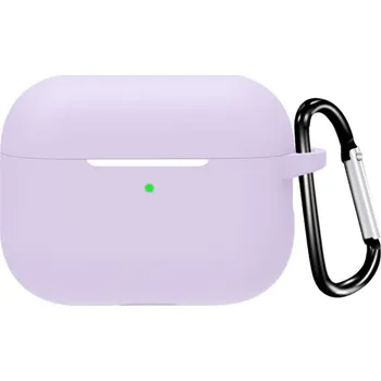 Pouzdro na mobilní telefon Ochranný silikonový obal s karabinou pro AirPods Pro 3 - fialový