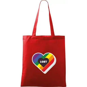 LGBT srdce duhové - Taška bavlněná - 42 x 38 cm ( Červená )