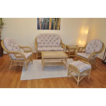 Obývací pokoj Ratanová sedací souprava Florida medová Motiv růžičky