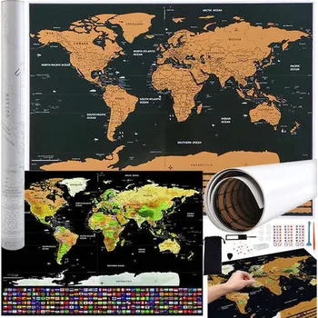 Stírací mapa světa vlajkami