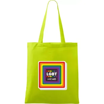 Love wins čtverec - Taška bavlněná - 42 x 38 cm ( Limetková )