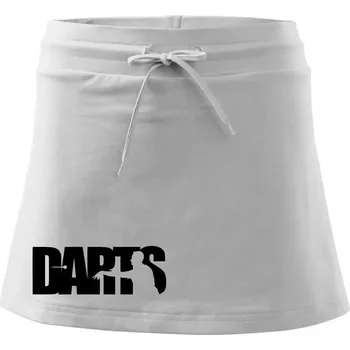 Dámská sukně Darts - nápis se šipkařem - Sportovní sukně - two in one - L ( Bílá )