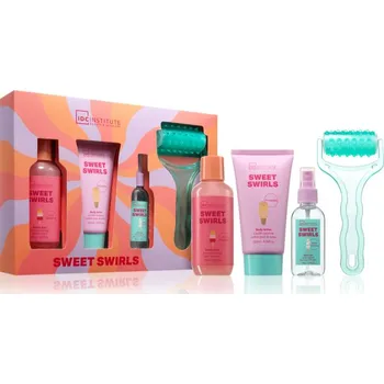 Tělový krém IDC INSTITUTE Sweet Swirls masážní váleček 1 ks + pěna do koupele 150 ml + hedvábné tělové mléko 120 ml + tělová mlha 50 ml