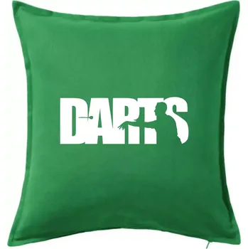 Polštář Darts - nápis se šipkařem - Polštář 50x50 - 50x50 - Pouze potah ( Středně zelená )