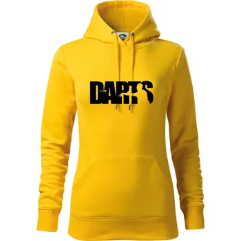 Dámská mikina Darts - nápis se šipkařem - Mikina dámská Cape s kapucí - XS ( Žlutá )