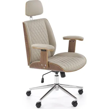 Kancelářská židle Timber eko kůže béžová/ořech