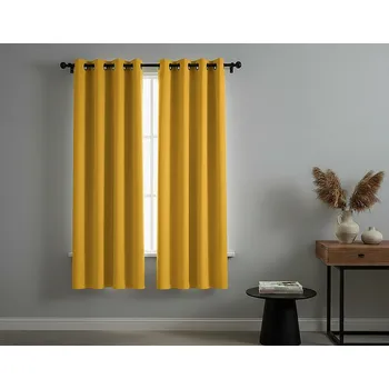 Zatemňovací krátký závěs s kroužky FLAVIA- BLACKOUT 135x180 cm mustard/hořčicová (cena za 1 kus) Mybesthome