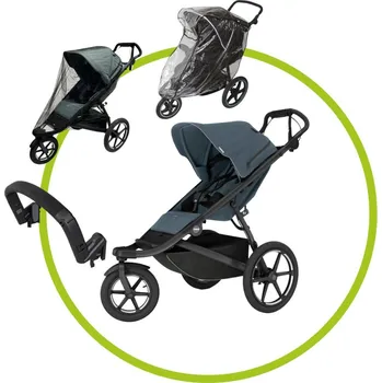 Přeprava dětí Akční set Thule Urban Glide 3 Dark Slate s magnetickou sponou + pláštěnka Emitex + univerzální moskytiéra + madlo Thule