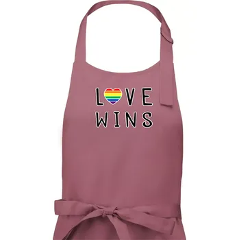 Kuchyňská zástěra Love wins nápis - Pánská zástěra na vaření - Univerzální velikost ( Starorůžová )