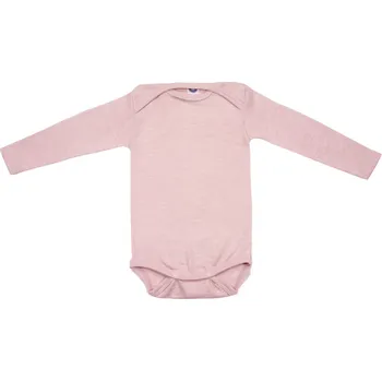 Dětské merino body s hedvábím, růžový melír dlouhý rukáv Velikost: 98/104