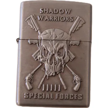 Zapalovač KANTAI Benzínový zapalovač SHADOW WARRIORS - stříbrný mat