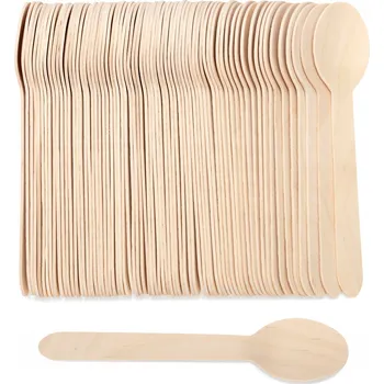 Příbor Lžíce na jedno použití Tamipol 27-89 dřevěné 100 kusů