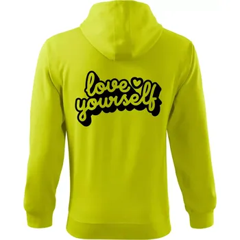 Pánská mikina Love Yourself - Mikina s kapucí na zip trendy zipper - L ( Limetková )