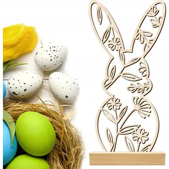 Obraz VELIKONOČNÍ ZAJÍC LOFT DEKORACE FIGURKA S PODSTAVCEM 28 cm dárek DŘEVO